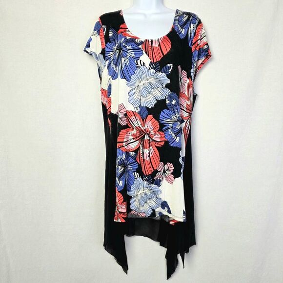 Cupio Colorful Floral Print Tunic Top XL - Picture 1 of 7